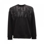 Zwarte Double Jersey Sweatshirt met Geborduurd Maxi Logo Emporio Arman...
