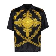 Barocco Print Polo Shirt Versace , Black , Heren