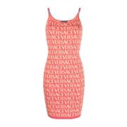 Fuchsia Allover Patroon Jurk Versace , Pink , Dames