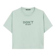 Mint T-shirt met geborduurd logo Luisa Cerano , Green , Dames