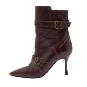 Pre-owned Leather boots Manolo Blahnik Pre-owned , Red , Dames