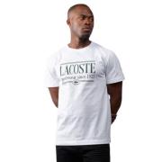 Heren Katoenen T-Shirt Lacoste , White , Heren