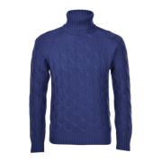 Air Wool Coltrui met Kabelbreisel Paolo Fiorillo Capri , Blue , Heren