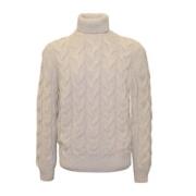 Beige Air Wool Coltrui met Kabelbreisel Paolo Fiorillo Capri , Beige ,...