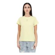 Gele Chicory Indivia Love Birds T-Shirt Pinko , Yellow , Dames