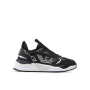 Zwarte EA7 Sneakers met Grijs Logo Emporio Armani EA7 , Black , Heren