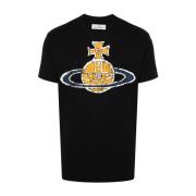 Zwart T-shirt met handtekening Orb logo print Vivienne Westwood , Blac...