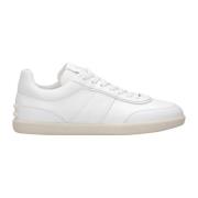 Witte Leren Sneakers met Ingedrukt Logo Tod's , White , Heren