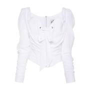 Witte Zijden Chiffon Crepe Corset Stijl Top Vivienne Westwood , White ...