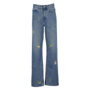 Blauwe Katoenen Jeans met Geborduurde Details Casablanca , Blue , Dame...