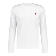Lange mouwen shirt met logo borduursel Ami Paris , White , Heren