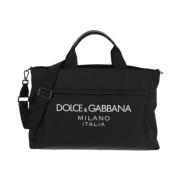 Nylon Logo Duffle Tas Dolce & Gabbana , Black , Heren