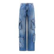 Katoenen Cargo Jeans voor vrouwen 3X1 , Blue , Dames