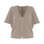 Moderne Linnen Cardigan met Pailletten Le Tricot Perugia , Gray , Dame...