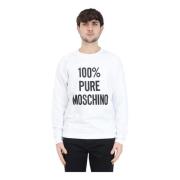 Witte sweater van puur katoen met zwarte logoprint Moschino , White , ...