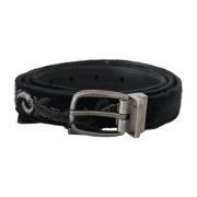 Stijlvolle HerenRiem met Grijze Metalen Gesp Dolce & Gabbana , Black ,...