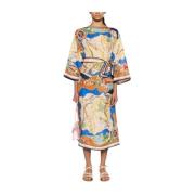 Multicolor zijden midi-jurk met nautische print Zimmermann , Multicolo...