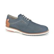 Blauwe Nubuck Effen Schoenen Fluchos , Blue , Heren