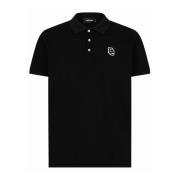 Zwart Poloshirt met Geborduurd Logo Dsquared2 , Black , Heren