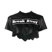 Zwarte Break Away Leren Tee Ssheena , Black , Dames