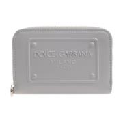 Leren portemonnee met logo Dolce & Gabbana , Gray , Heren