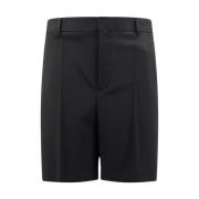 Zwarte Wollen Shorts met Knoopsluiting Valentino , Black , Heren