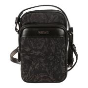 Stoffen Jacquard Crossbody Tassen Versace , Black , Heren