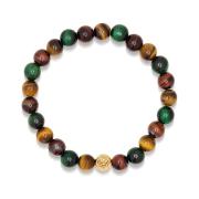 Men's Wristband with Colorful Tiger Eye and Gold Nialaya , Multicolor ...