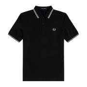 Slim Fit Twin Tipped Polo in Zwart Porselein Fred Perry , Black , Here...