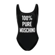 Zwart zeekleding met logo print Moschino , Black , Dames