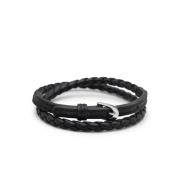 Men's Black Wrap Around Leather Bracelet with Buckle Closure Nialaya ,...