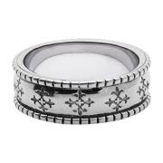 Men's Silver Cross Patterned Ring Nialaya , Gray , Heren