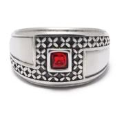 Silver Ring with Red Stone Nialaya , Gray , Heren