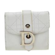 Pre-owned Leather wallets Dior Vintage , White , Dames