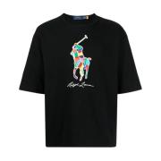 Gedrukt 'Big Pony' Katoenen T-Shirt Ralph Lauren , Black , Heren