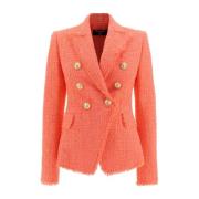 Oranje Blazer met knoopsluiting Balmain , Orange , Dames