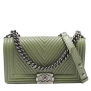 Pre-owned Leather chanel-bags Chanel Vintage , Green , Dames