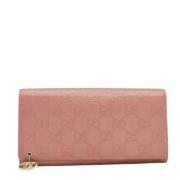 Pre-owned Leather wallets Gucci Vintage , Pink , Dames