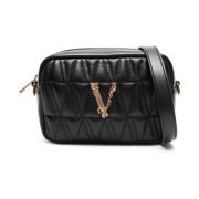 Gewatteerde Barocco V Logo Schoudertas Versace , Black , Dames