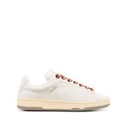 Witte Leren Lage Sneakers Lanvin , White , Heren