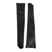 Zwarte Lange Handschoenen - 100% Leer Maison Margiela , Black , Dames