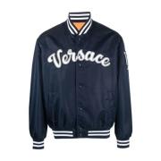 Navy Logo Patch Bomberjack Versace , Blue , Heren