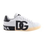 Leren Sneakers met Monogram Dolce & Gabbana , White , Heren