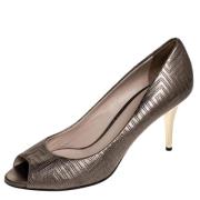 Pre-owned Leather heels Versace Pre-owned , Gray , Dames