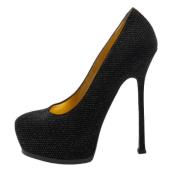 Pre-owned Suede heels Yves Saint Laurent Vintage , Black , Dames