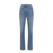 Blauwe Straight Leg Jeans met Logo Borduursel Elisabetta Franchi , Blu...