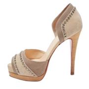 Pre-owned Canvas heels Christian Louboutin Pre-owned , Brown , Dames