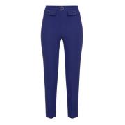 Rechte Broek van Stretch Crêpe met Cummerbund Elisabetta Franchi , Blu...