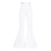 Ivory Flared Broek met Charme Detail Elisabetta Franchi , White , Dame...