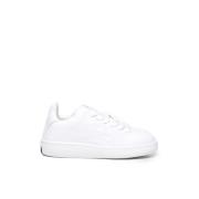 Witte Leren Sneakers met Prikkeldraad Details Burberry , White , Heren